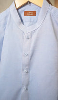 Self-Printed Cotton Kurta – Sky Blue
